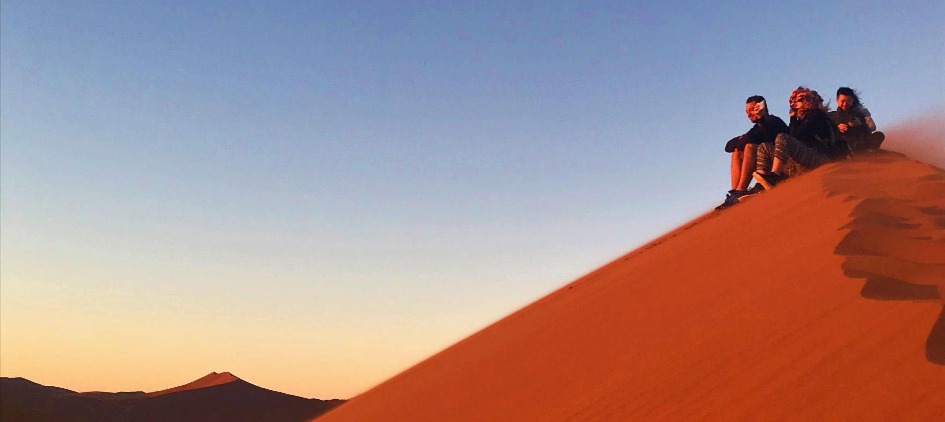 Watching the sunrise in Namibia